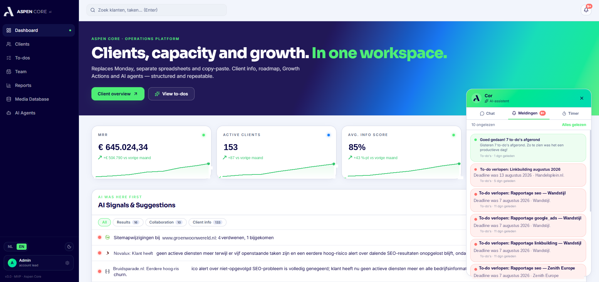 Aspen Core - internal client management platform